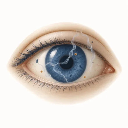 Illustration of floaters drifting across an eye