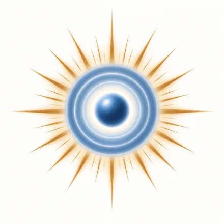 Illustration of a glaring light with halo rings and starburst