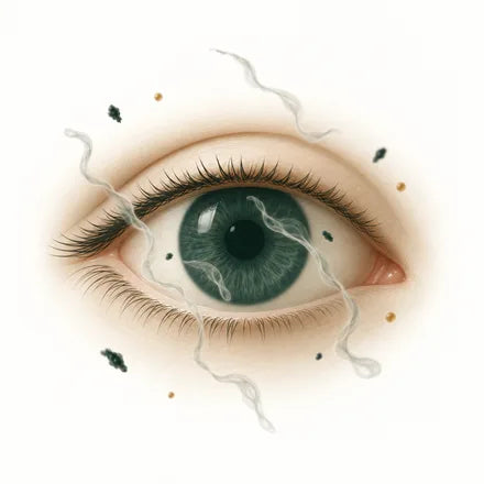 Illustration of floaters drifting across an eye
